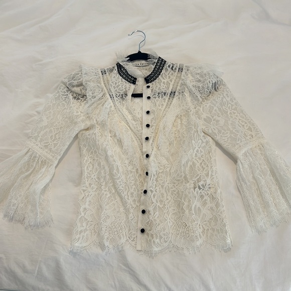 Alice + Olivia Jessica lace button front collar blouse - Picture 8 of 9